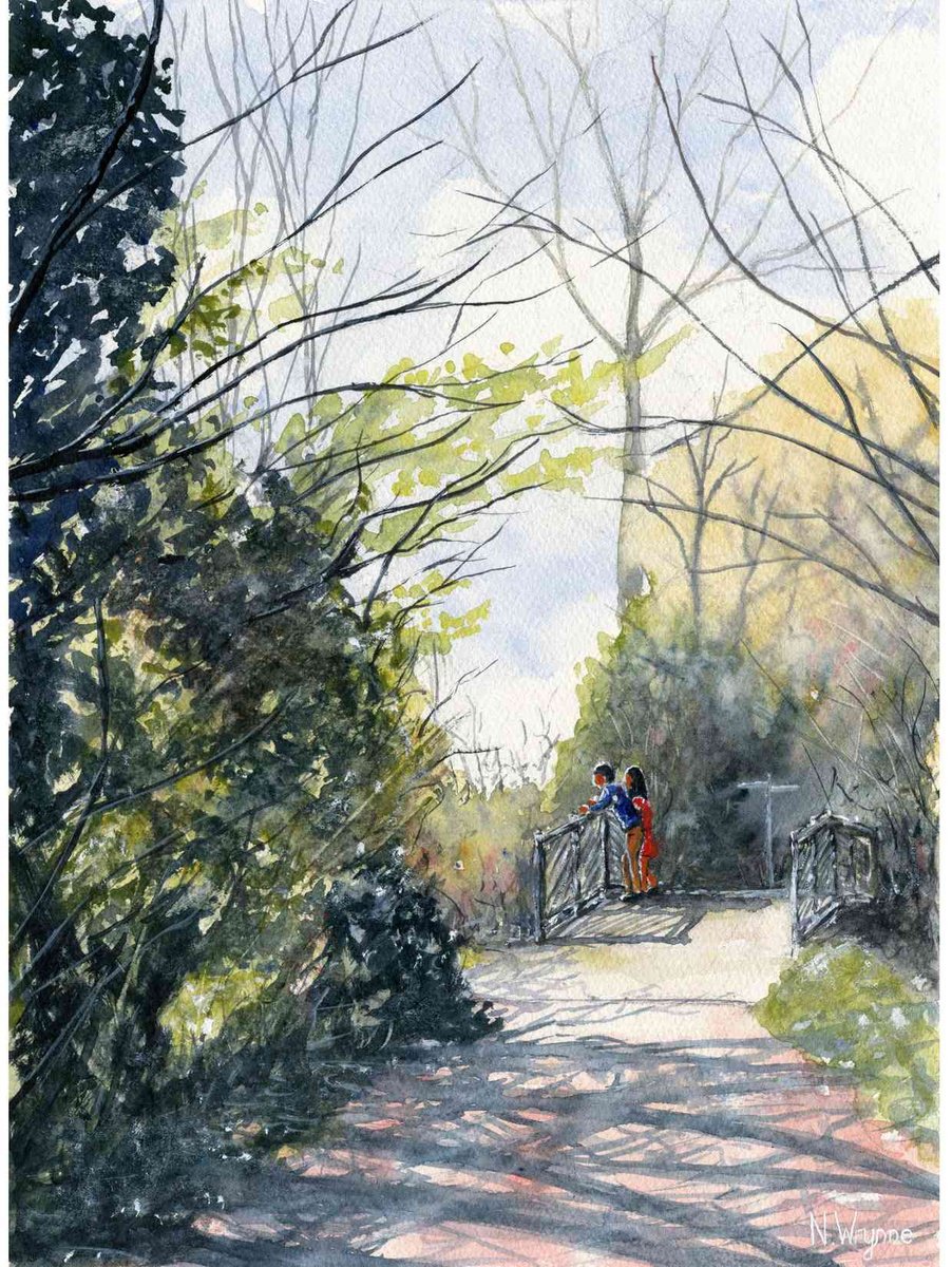 Impressionistic Landscape Watercolour By Neil Wrynne, 11 X 15", A Stolen Moment, Original Artwork