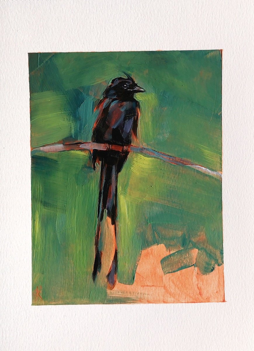 Impressionistic Animal Oil Painting By Kateryna Somyk, 8 X 11", Bird, Original Artwork