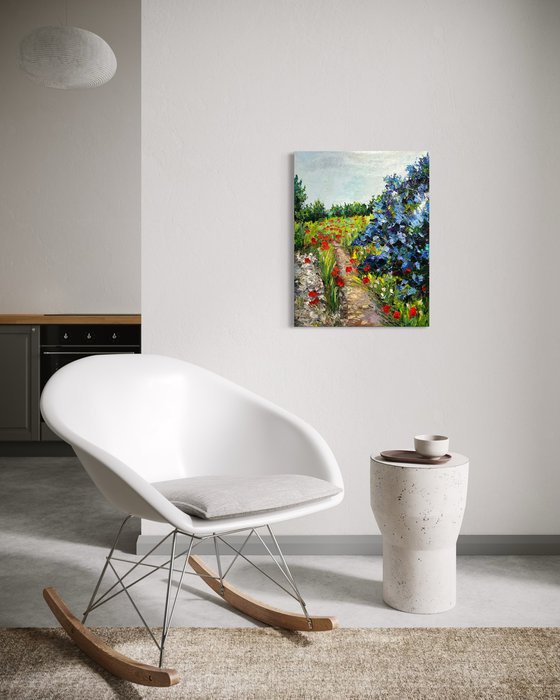 Lilac valley with popies 1