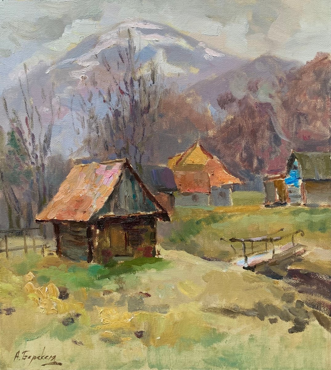 Impressionistic Cityscapes Oil Painting By Andriy Berekelia, 18 X 20, Whispers Of A Rainy Day, Original Artwork