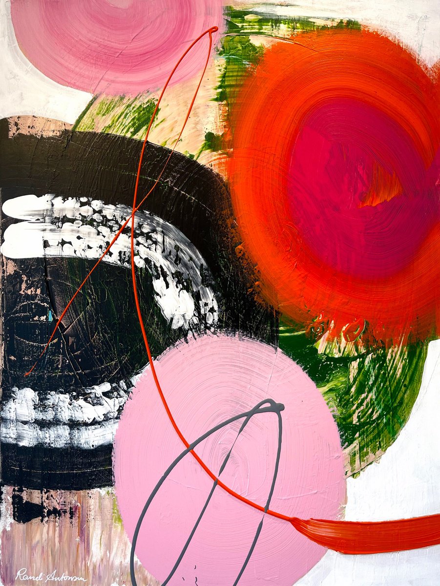 Organic Abstract Acrylic Painting By Randi Antonsen, 24 X 31", The Moonstone, Original Artwork