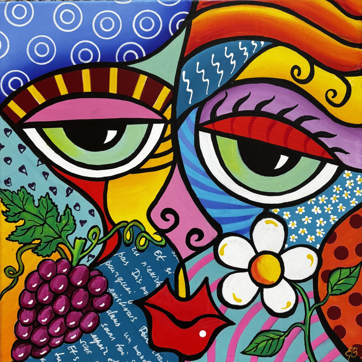 Urban And Pop Acrylic Painting , Kiss #26 By Lena Smirnova, 16 X 16, Artwork For Sale On Artfinder