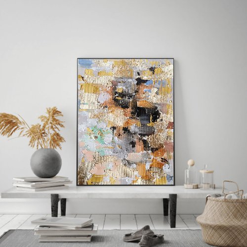 Golden Abstract painting by Annet Loginova