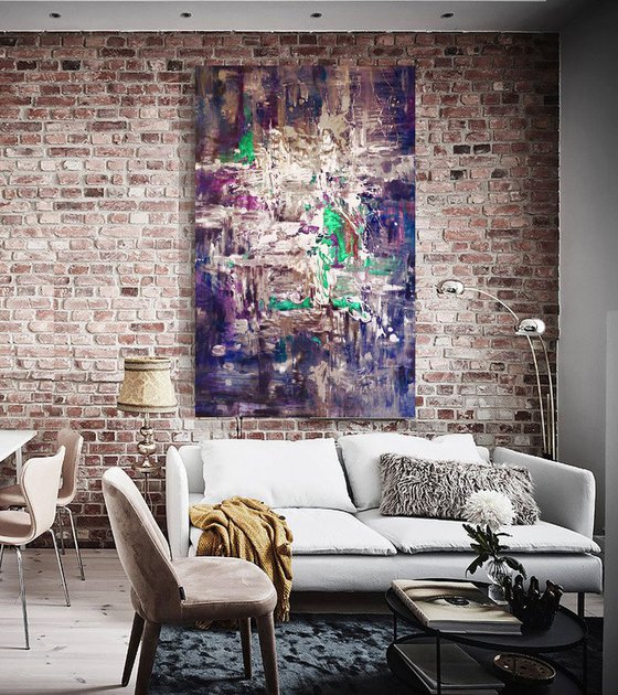 Large  painting 100x158 cm unstretched canvas "Loft 01" i018 art original artwork by Airinlea