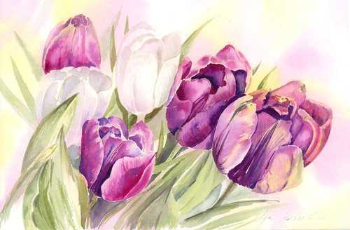 Purple Tulips Fantasy by Olga Koelsch