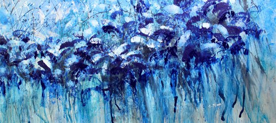 "Riding The Blues" - Super sized floral landscape painting