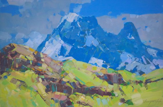 Landscape  Switzerland Alps Original oil painting One of a kind Signed with Certificate of Authenticity