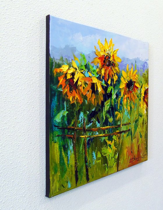 Sunflowers and wind