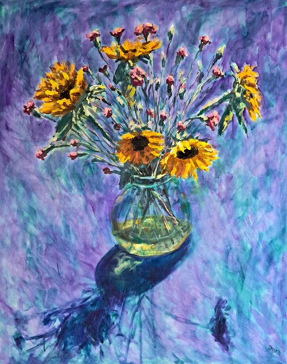 Sunflowers and carnations