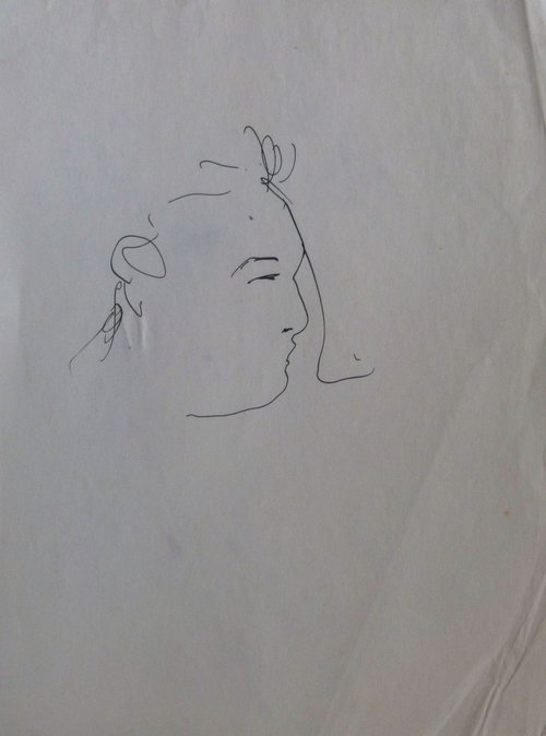 Minimalist Portrait, Picasso style, 24x32 cm by Frederic Belaubre