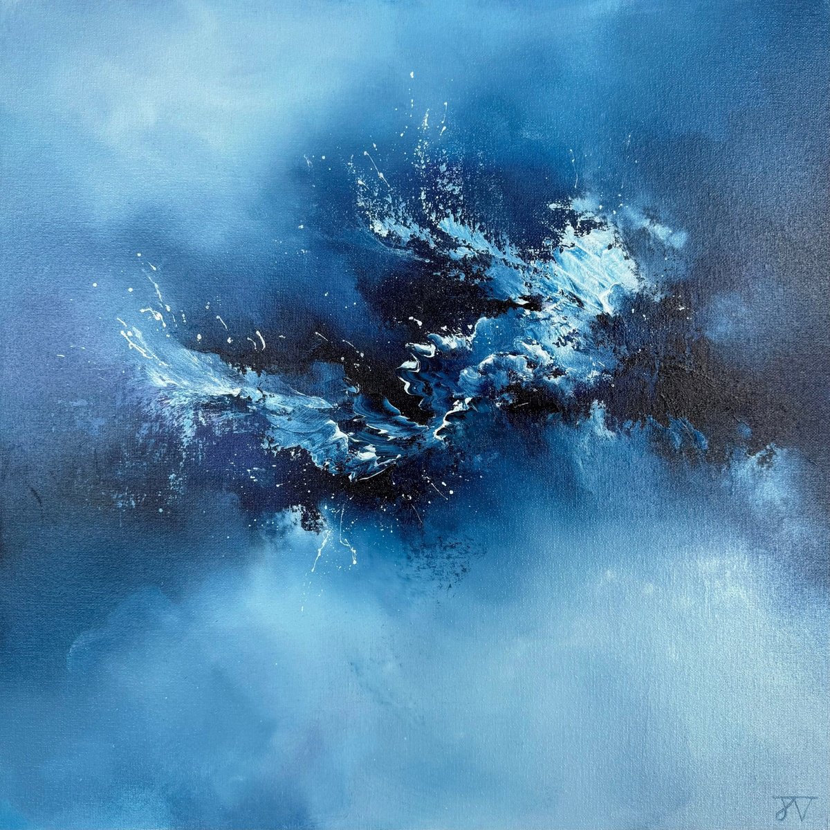 Abstract Oil Painting By Jaimie Volkaerts, 20 X 20, A Break In The Clouds, Original Artwork