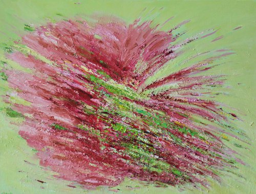 Pink and Green Floral Abstract Study by Therese O'Keeffe