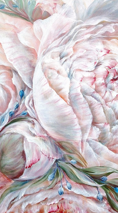 Author's painting “Whisper of Ivory Peonies“ by Elena Pertceva