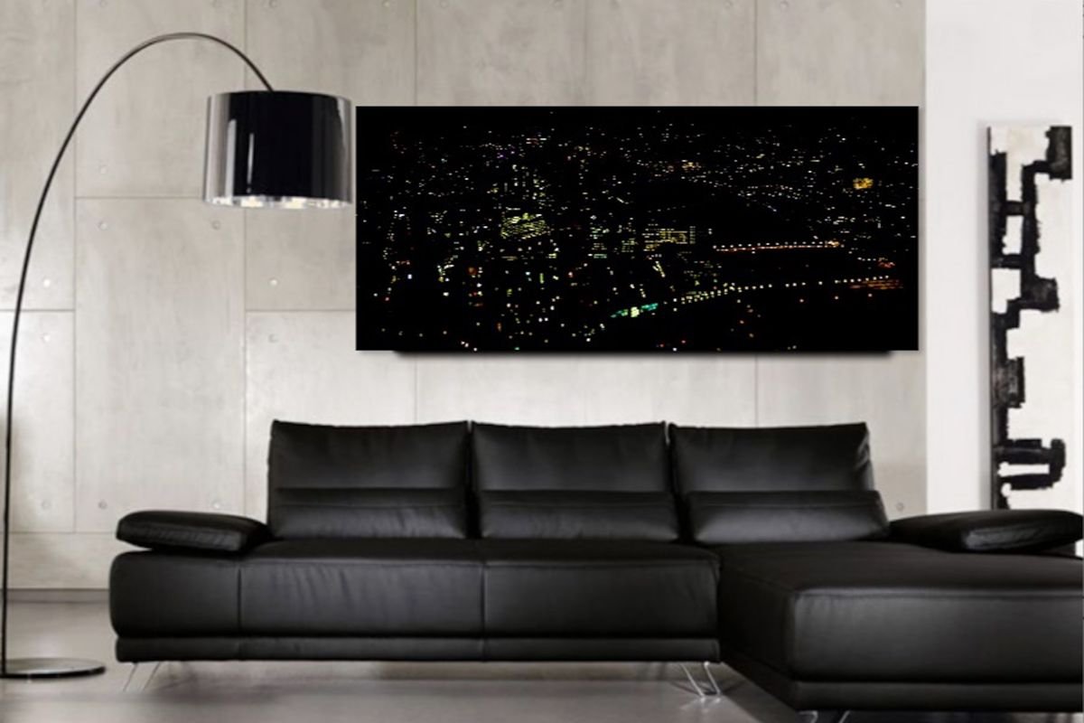 Photorealistic Cityscapes Photograph By Marc Ehrenbold, 40 X 13", London Night Lights, Original Artwork