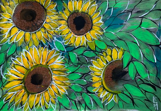 Sunflower Impressions Art Floral Artwork Acrylic Painting for Home Decor