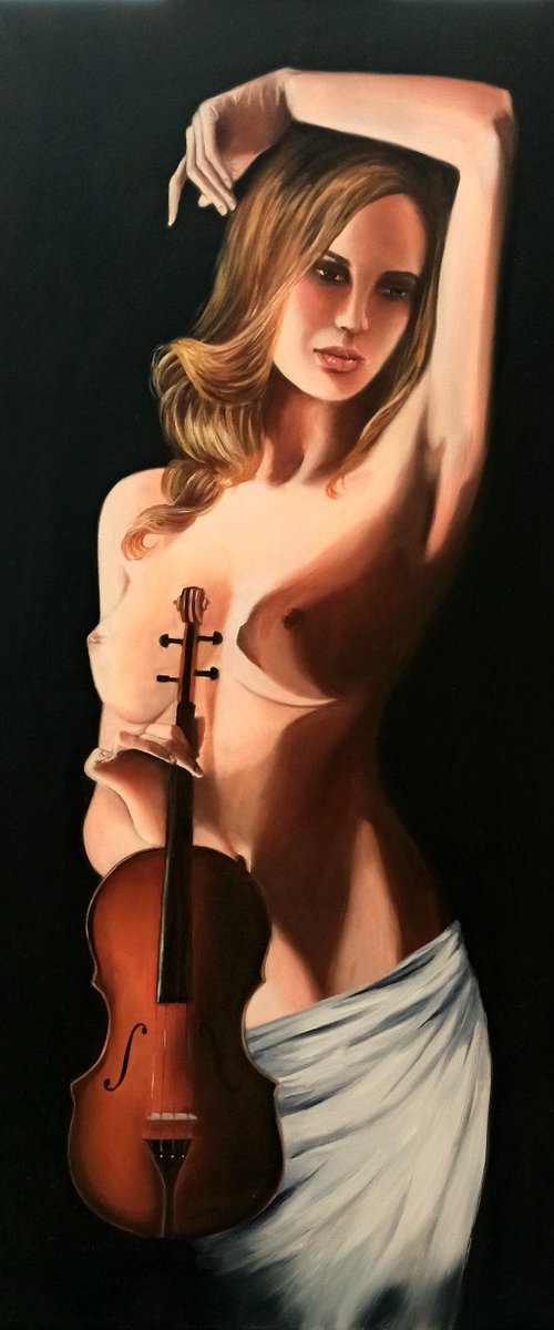 Portrait with Violin by Anna Rita Angiolelli