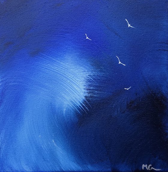 Free as a Bird 2 - seascape, blue, small, gorgeous