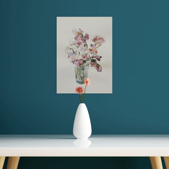 Sweet pea (Charming). Original watercolour painting. 2021