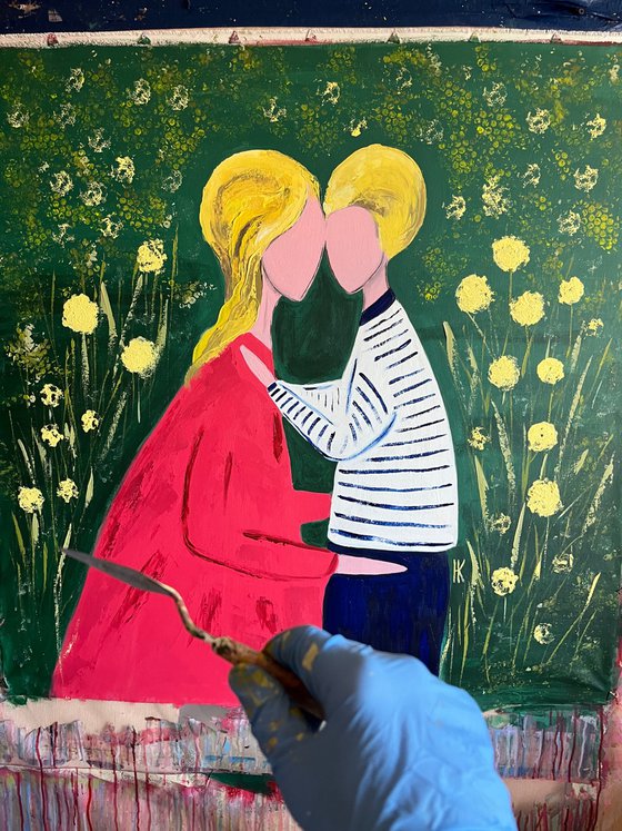 Mother Son Original Painting