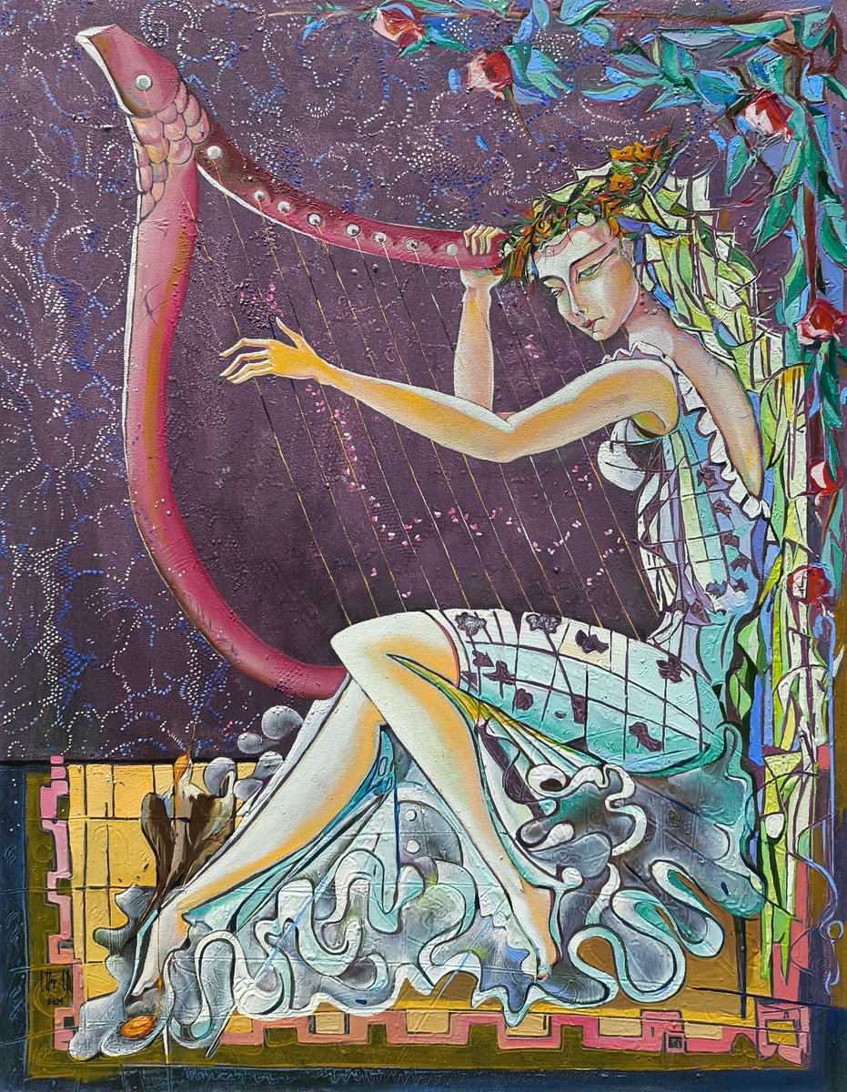 Impressionistic Portrait Oil Painting By Anahit Mirijanyan, 24 X 31, Melody Of Enchantment, Original Artwork