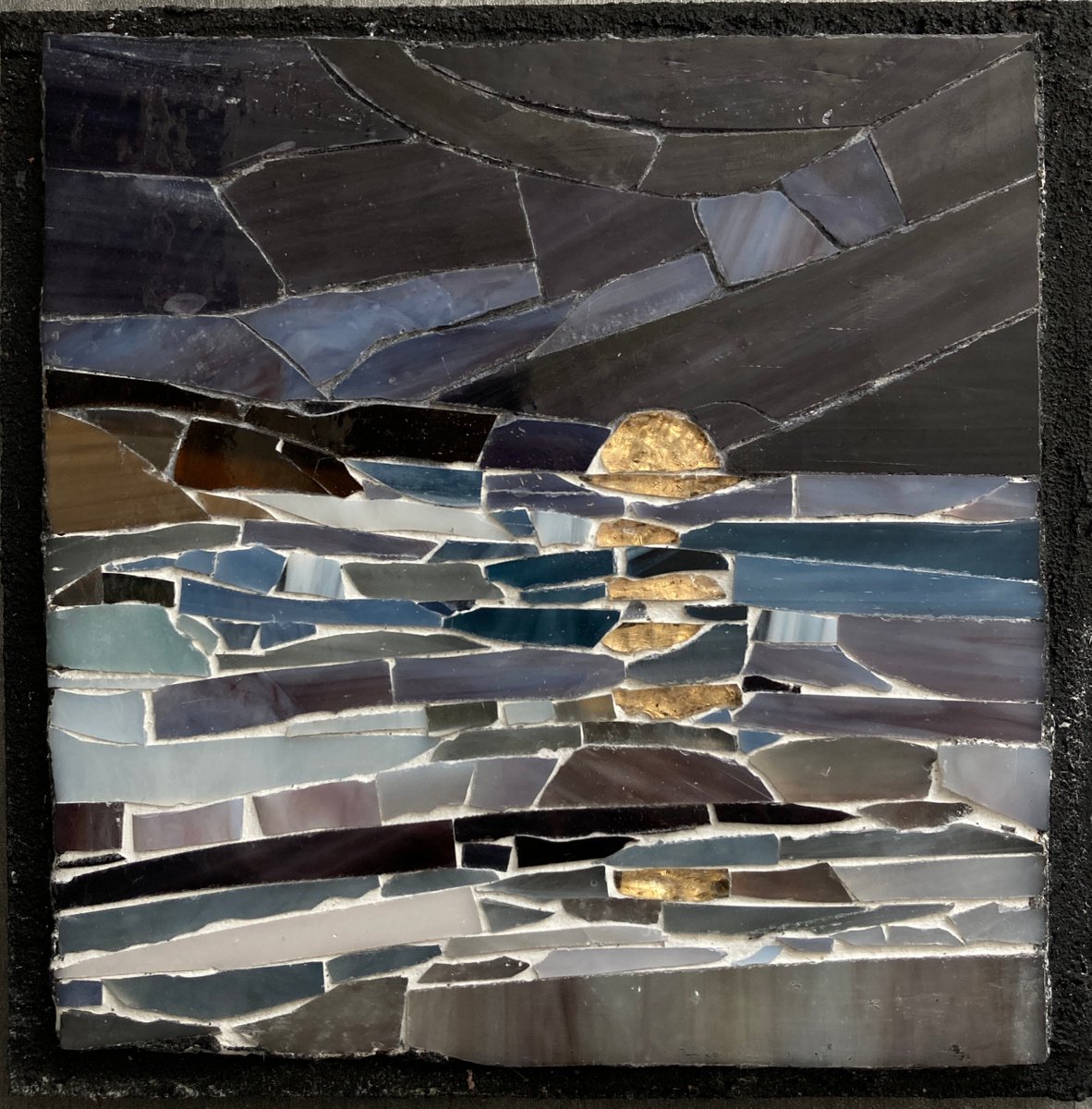 Expressive Landscape Relief By Valeria Golovenkina, 6 X 6", Purple Sunset, Original Artwork