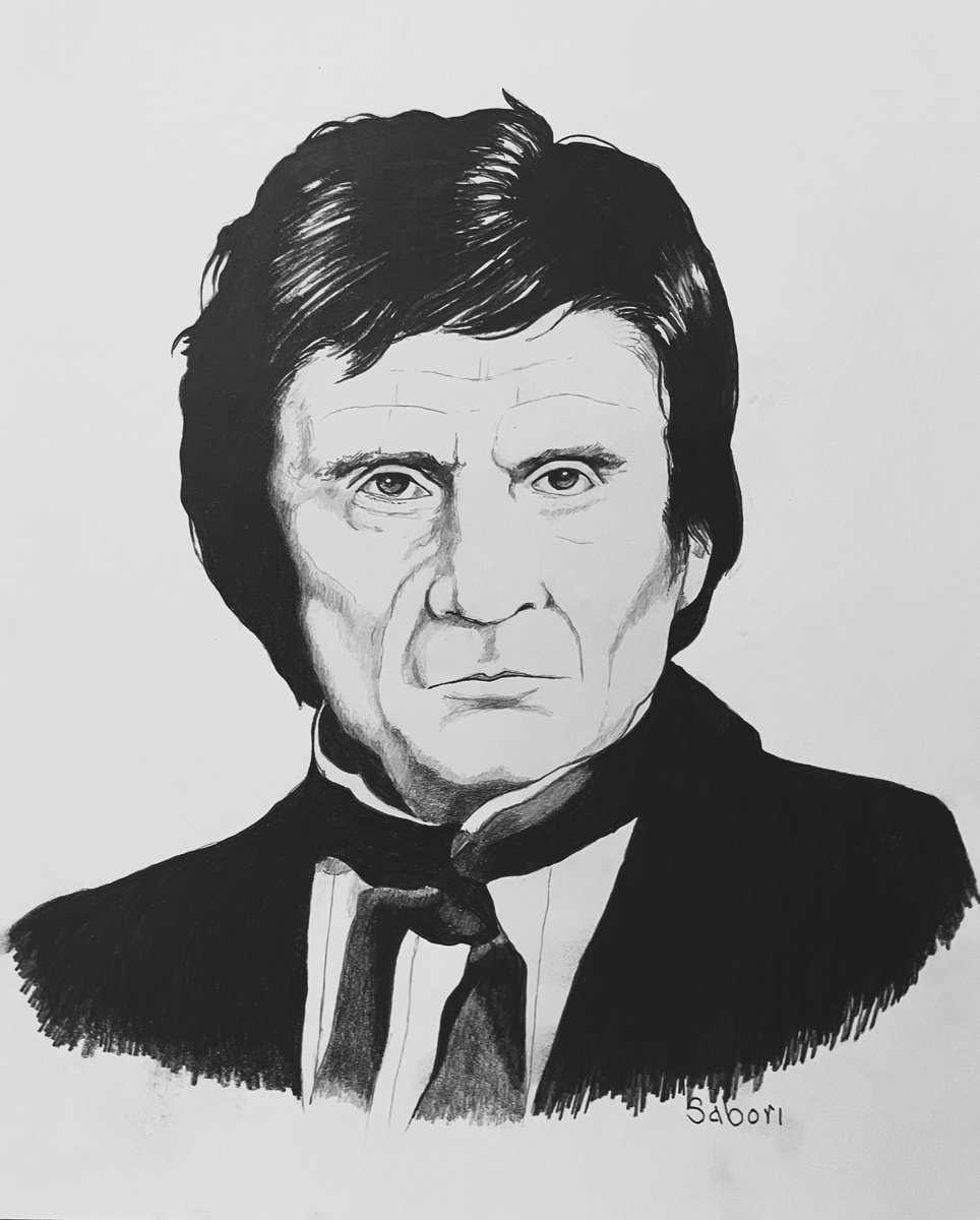Impressionistic Portrait Pencil Drawing By Andrew Sabori, 14 X 17, Jonny Cash, Original Artwork