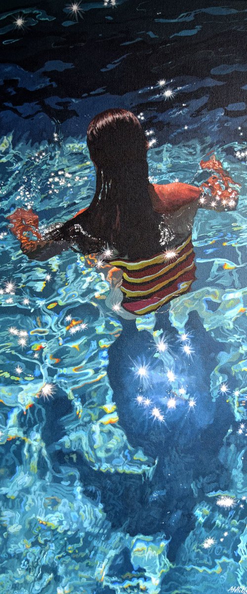 In the Stars - Swimming Painting by Abi Whitlock