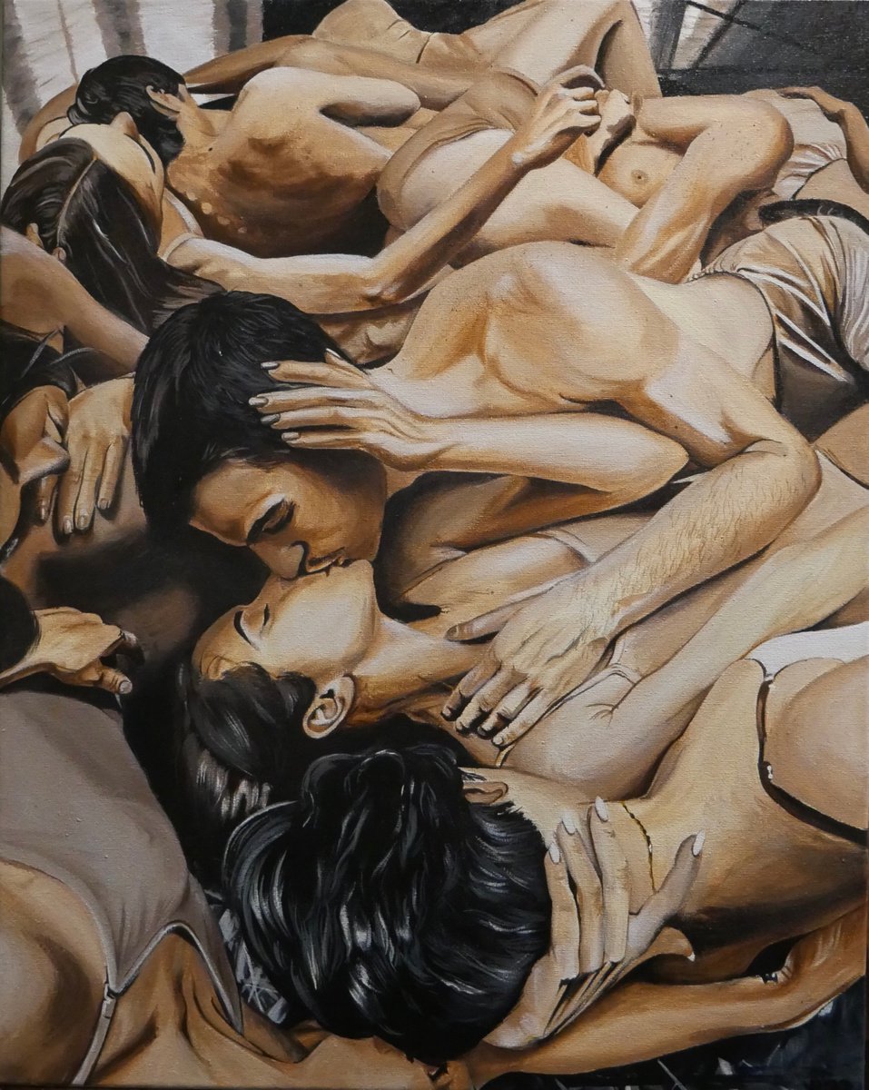 Photorealistic Portrait Acrylic Painting By Vladyslava Proshchenko, 16 X 20", ?onfluence, Original Artwork