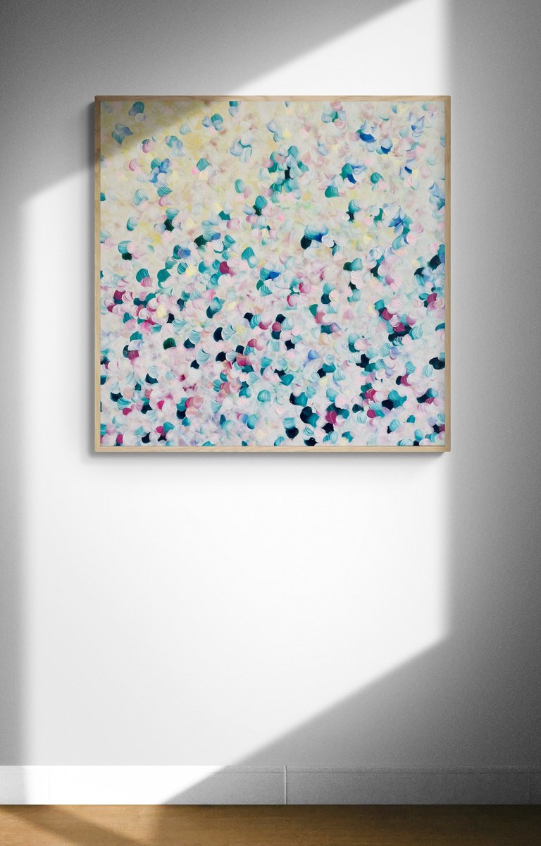 Organic Botanical Acrylic Painting By Katherine Spiller, 37 X 37", The Dreams We Share, Original Artwork