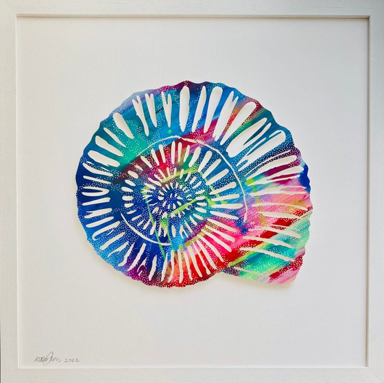 Ammonite Watercolour Paper-cut