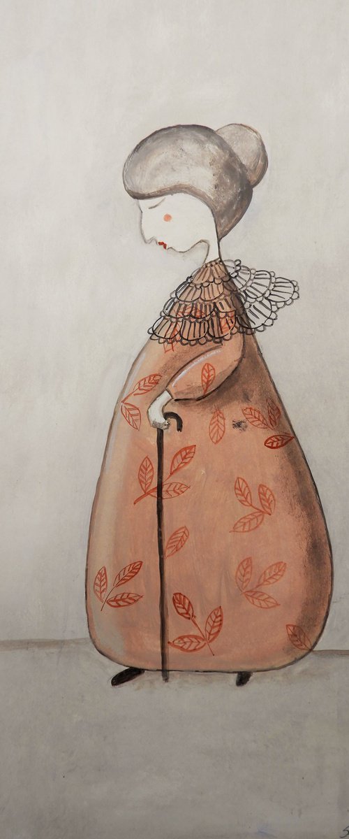 The old woman in pink dress by Silvia Beneforti