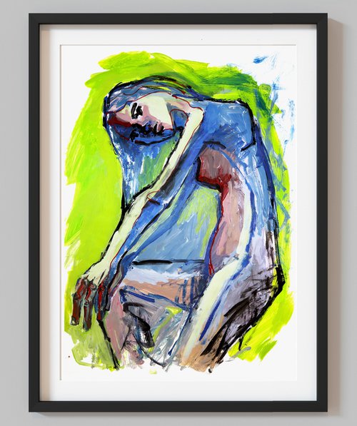 Vibrant Portrait "Woman Nude" by Makarova Abstract Art