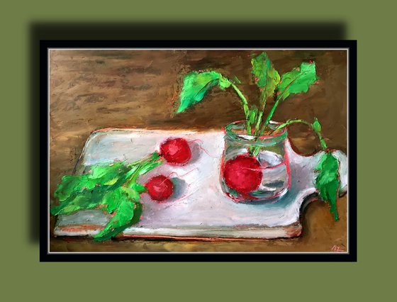 Radishes Oil Pastel Painting