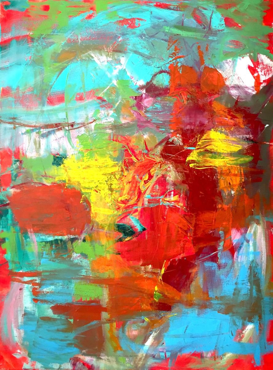 Expressive Landscape Acrylic Painting By Christel Haag, 24 X 31, Find Your Own Way, Original Artwork