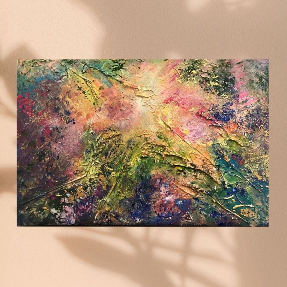 Abstract Botanical Acrylic Painting By Tetiana Pchelnykova, 12 X 8", Echoes Of The Earth, Original Artwork