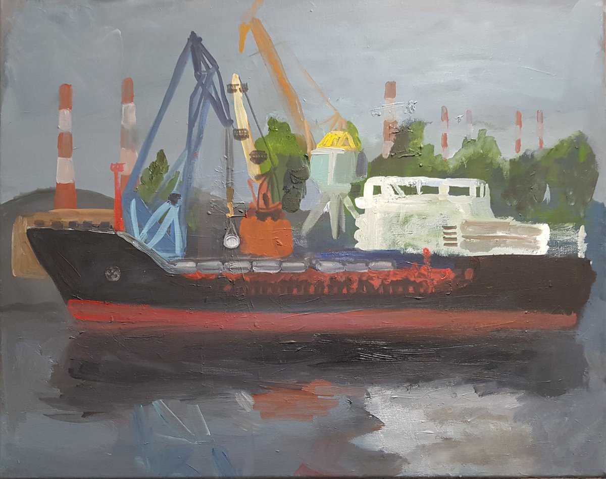 Harbour scenery with cargo ship I by Irina Seller