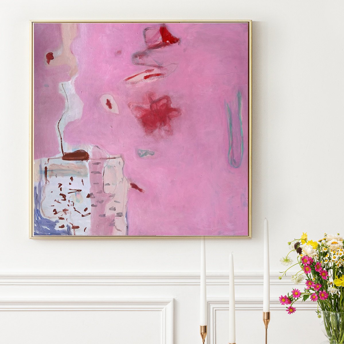 Abstract Acrylic Painting By Pk Roberton, 31 X 31", What Happened, Original Artwork