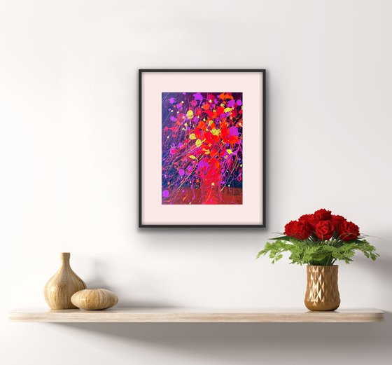 Red Flowers Abstract painting