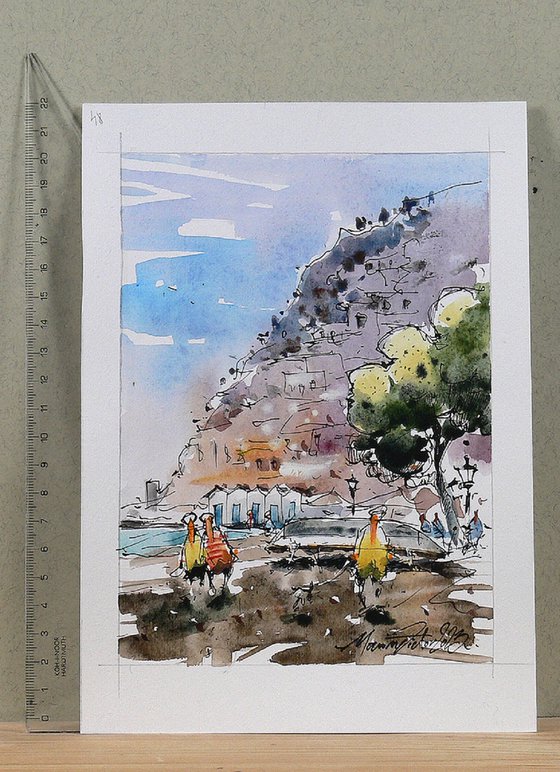 Positano, Watercolor Art.