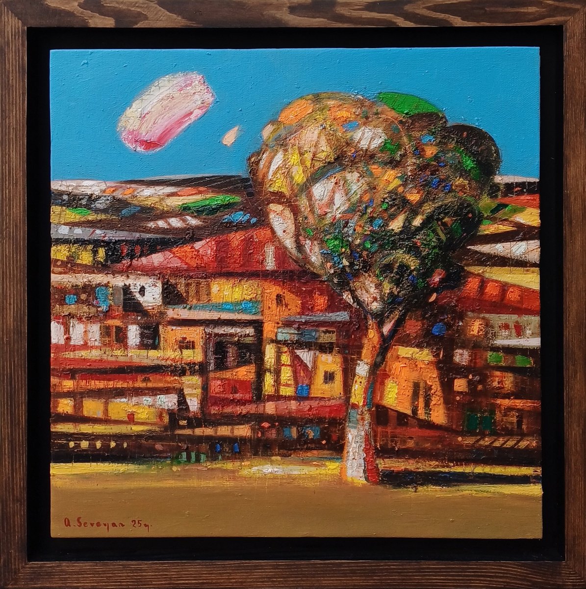 City Under A Bright Sky By Aram Sevoyan, 18 X 18, Artwork For Sale On Artfinder