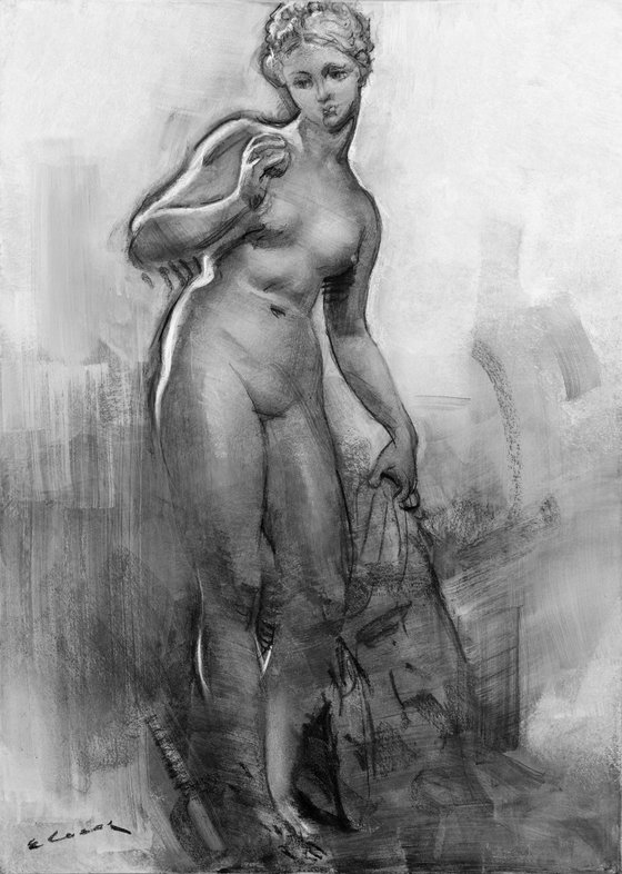 Charcoal drawing on paper "Nude"