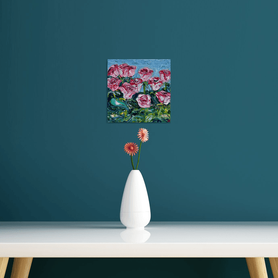 Roses Original Oil Painting on Canvas, Textured Wall Art, Flower Artwork, Romantic Gift for Her