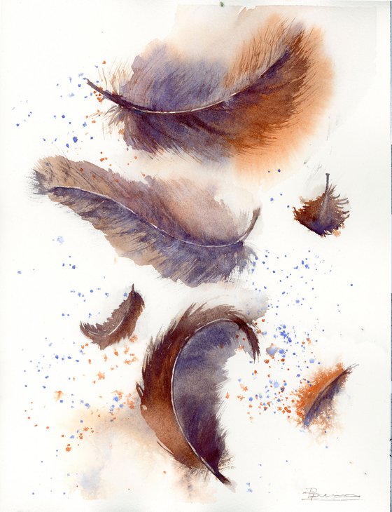 Set of 2 feathers (9"x12")x2