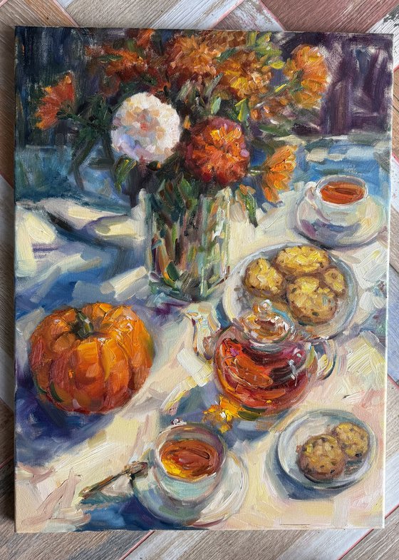 Still life with hot tea
