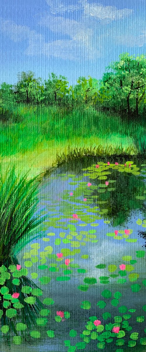 Monets Garden- III ! A4 size Painting on paper by Amita Dand