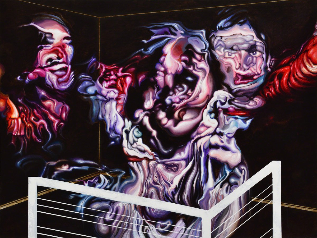 Organic Portrait Oil Painting By Alex Nizovsky, 40 X 30, Phantoms / After Bacon #2, Original Artwork