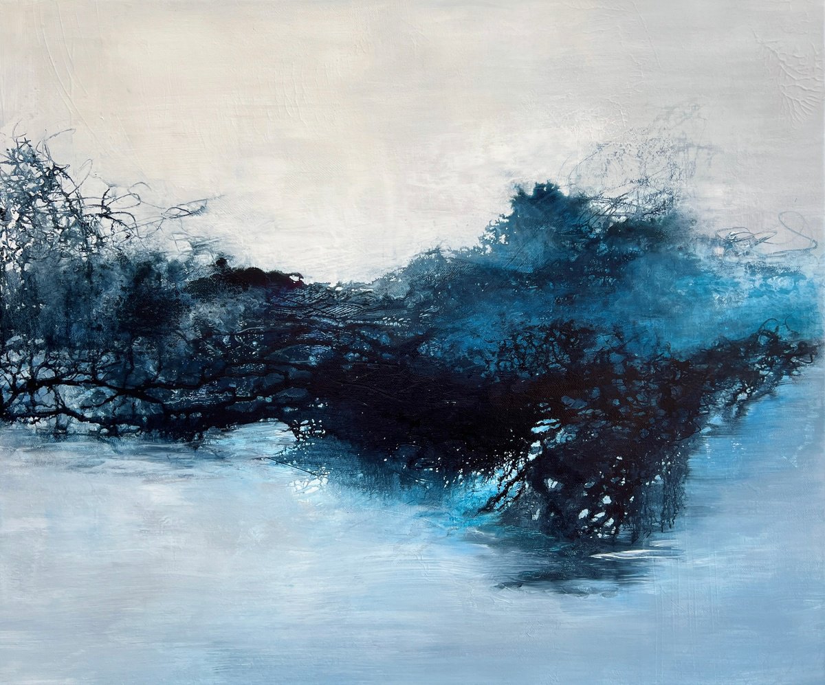 Abstract Landscape Acrylic Painting By Caroline Lowe, 24 X 20, Naiad, Original Artwork