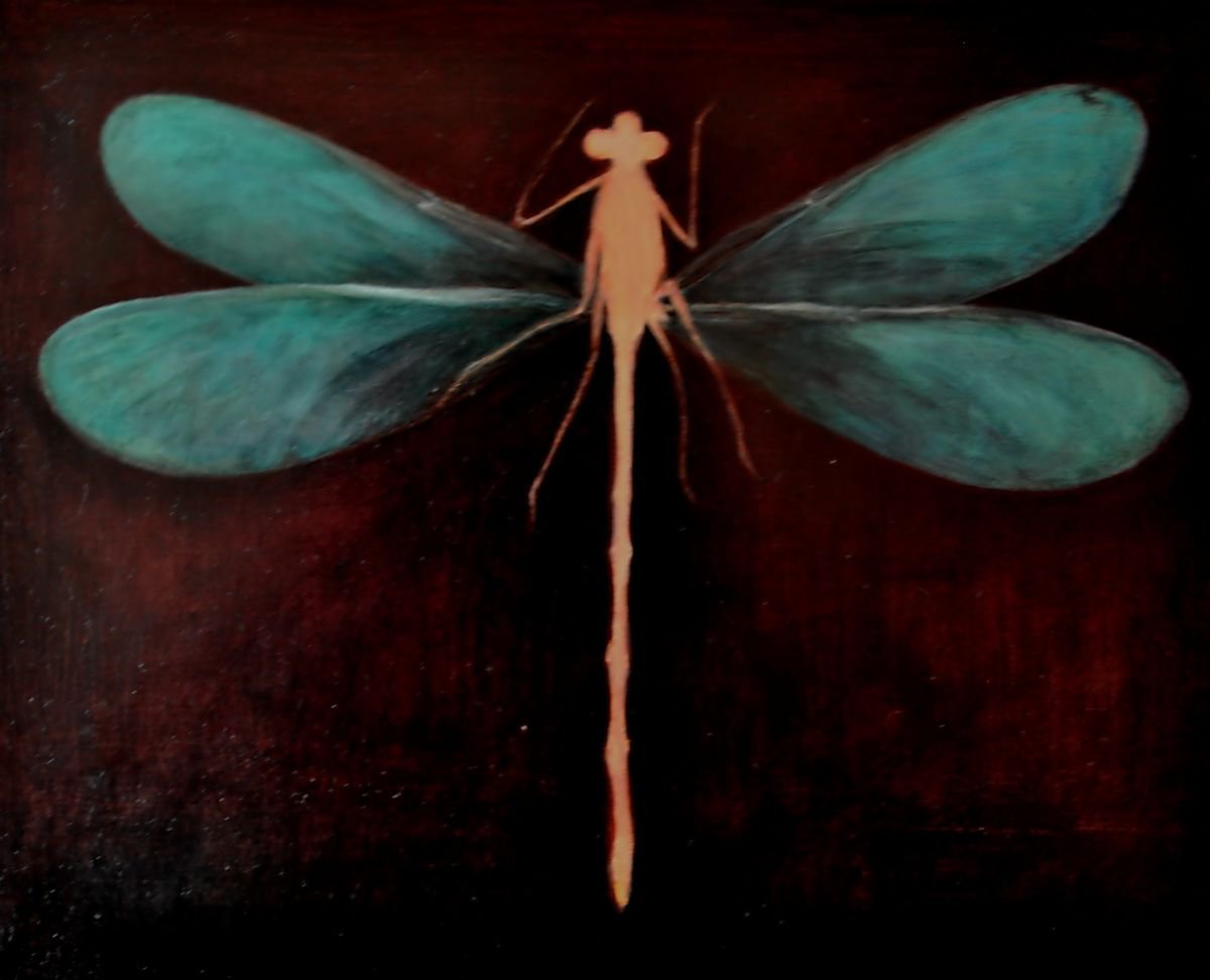 Animal Oil Painting By Daniela Roughsedge, 10 X 8, Dragonfly, Original Artwork