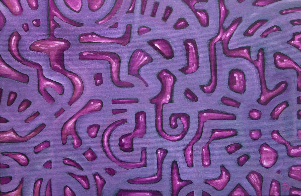 Geometric Abstract Oil Painting By Jakub Jecminek, 24 X 16, Code 6619, Original Artwork