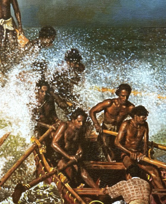 Fishermen and wave